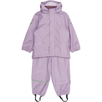 Mikk-Line Regntøj m. Seler - PU - Lavender Aura m. Guldprikker