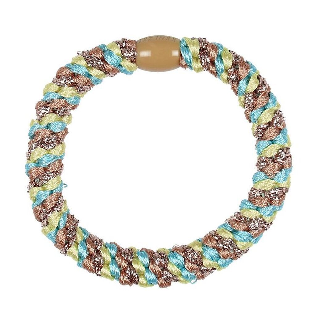 Kknekki Hårelastik - Gul/Turkis Glimmer