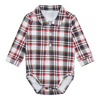 Hust and Claire Skjortebody l/æ - HCBoye - Warm Red/Hvidternet