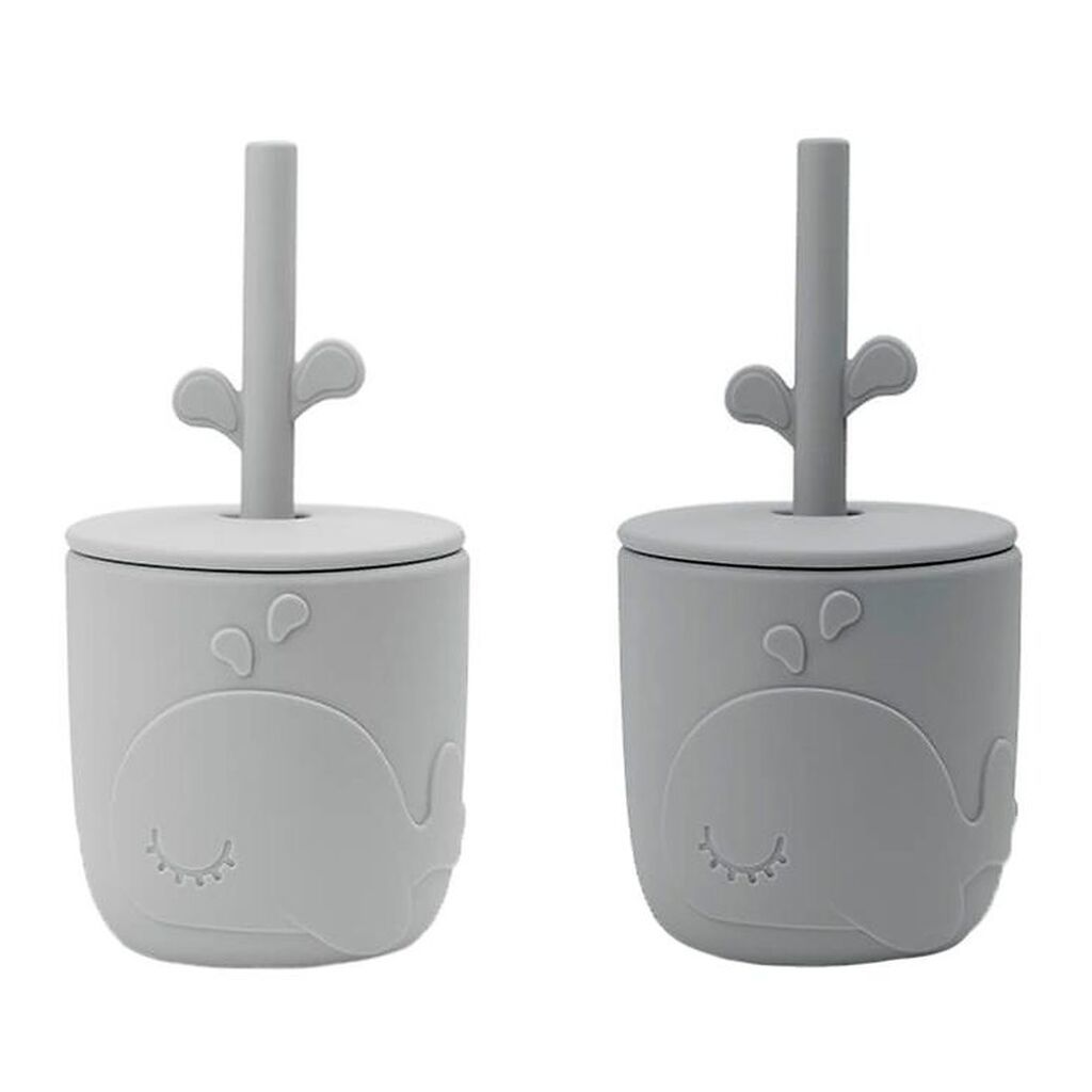 Done By Deer Kop m. Sugerør - 2-Pak - Peekaboo - Grå