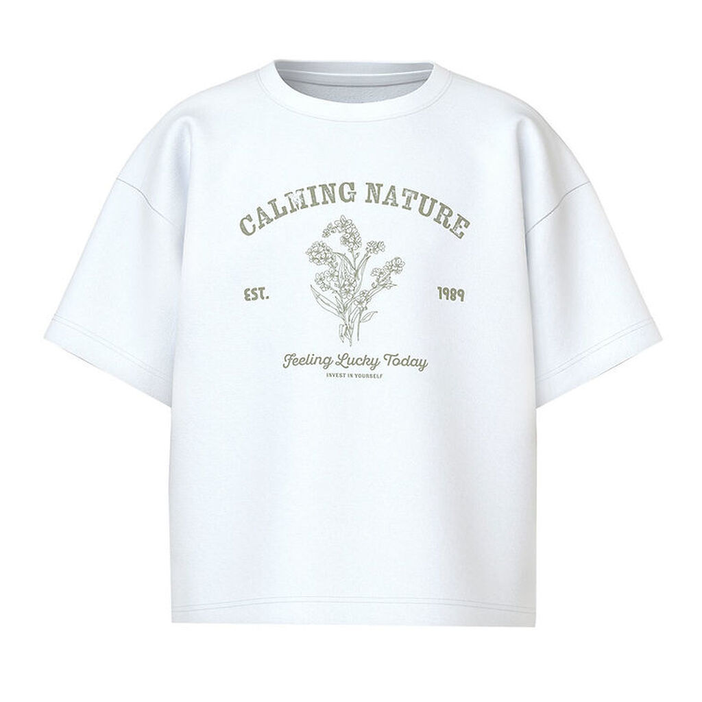 Name It T-shirt - NkfVamina - Bright White/Calming Nature