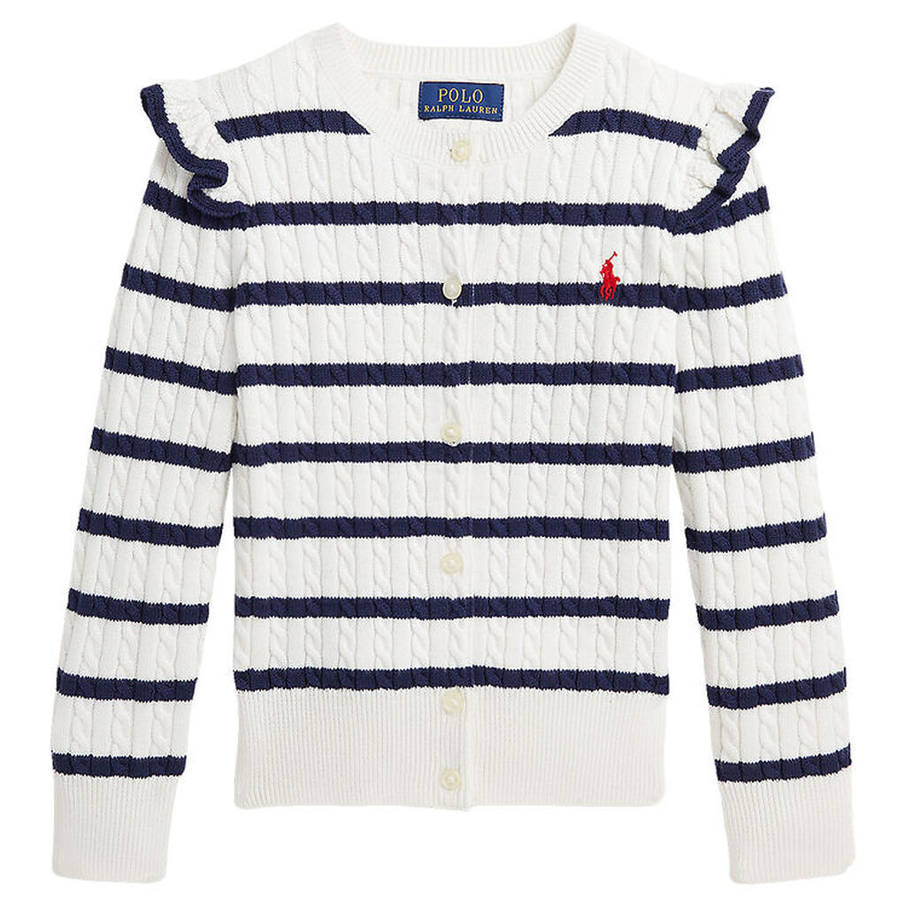 Polo Ralph Lauren Cardigan - Strik - Deckwash White/Newport Navy