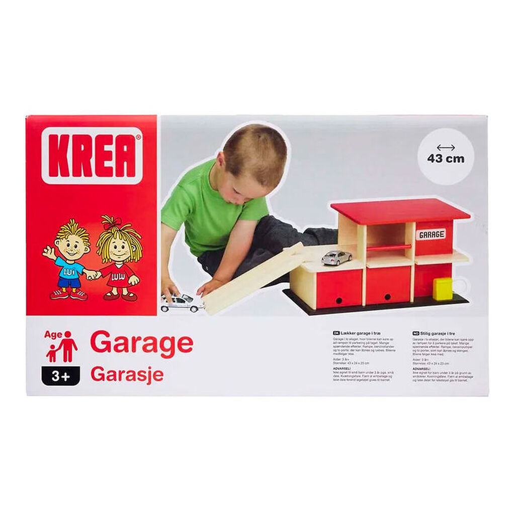 Krea Garage - Træ - 43x24 cm - Rød/Natur