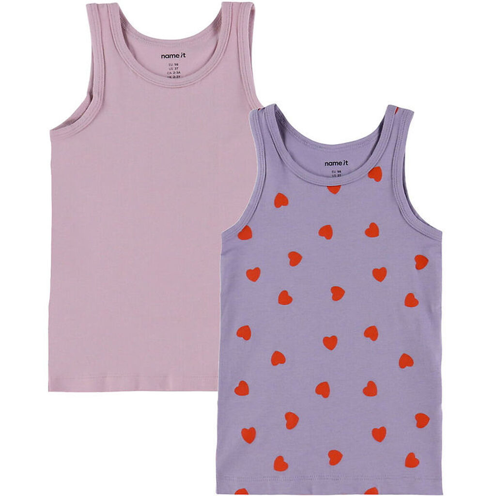 Name It Undertrøjer - Noos - 2-pak - NmfTank - Lavender Hearts