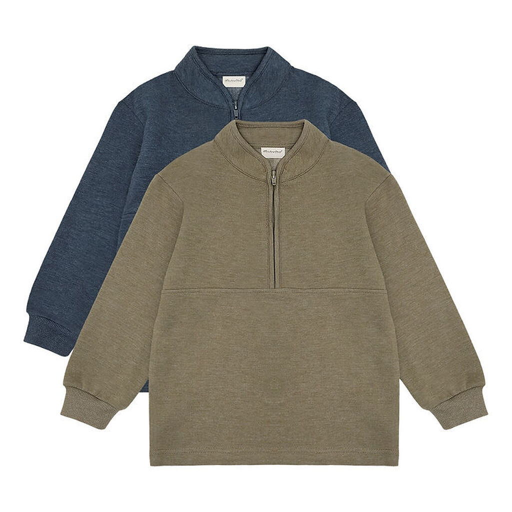 Minymo Sweatshirt m. Lynlås - 2-pak - Vetiver
