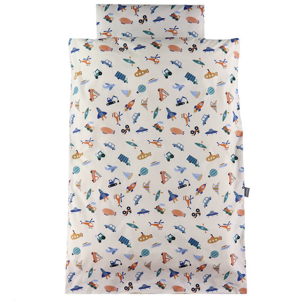 Nørgaard Madsens Sengetøj - Junior - Beige m. Fly, Kran og Cemen