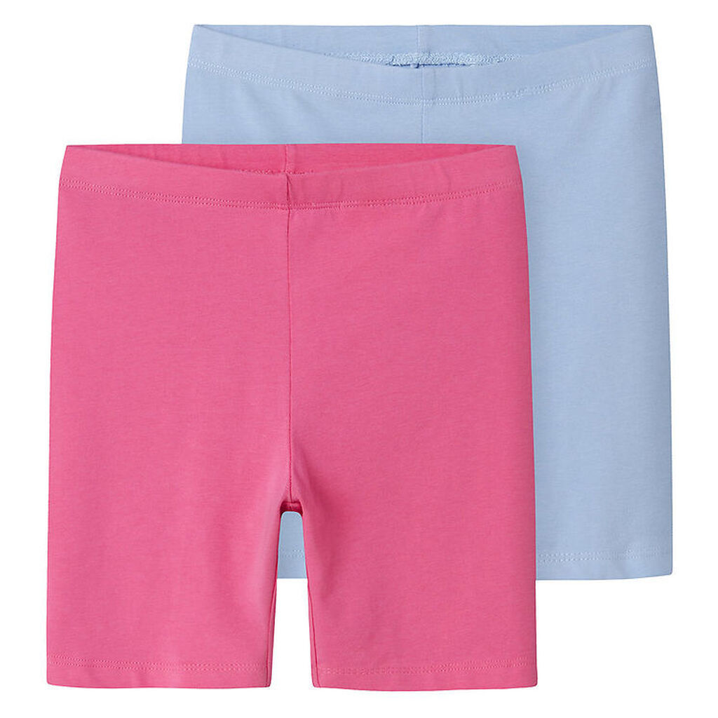 Name It Cykelshorts - 2-pak - Noos - Serenity/W. Carmine Rose