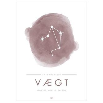 Citatplakat Plakat - A3 - Stjernebillede - Vægt - Lyserød