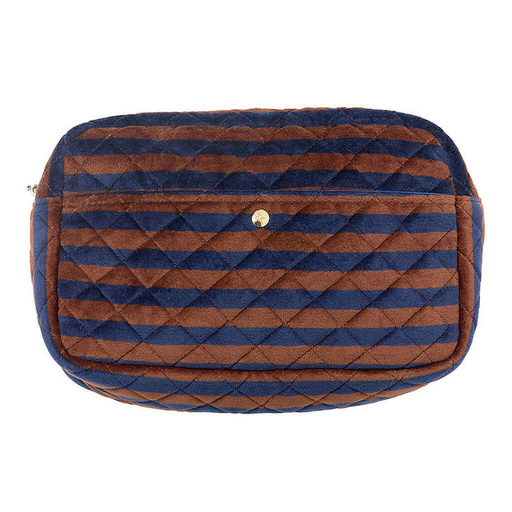 Fan Palm Toilettaske - Large - Blues & Stripes