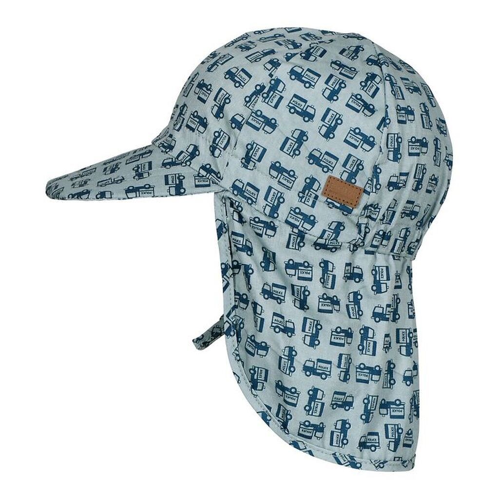 Melton Legionærhat - UV50+ - Støvet blå m. Politibiler