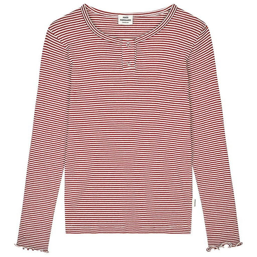 Mads Nørgaard Bluse - Rib - Stripe Tala - Winery/Vanilla Ice