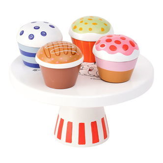 Kids Concept Legemad - Fad m. Kager - Træ - 16 cm - Træ m. Mumit