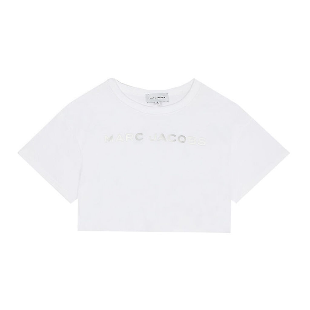 Little Marc Jacobs T-shirt - Cropped - Hvid m. Sølv