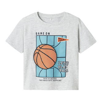 Name It T-shirt - NmmKeith - Lysegråmeleret m. Print