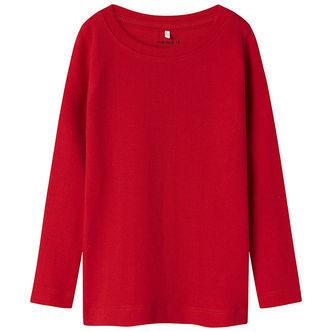 Name It Bluse - NmfDagnes - Chinese Red m. Hulmønster