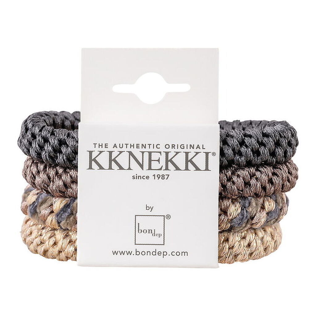 Kknekki Hårelastikker - 4-pak - Beige/Brown/Black