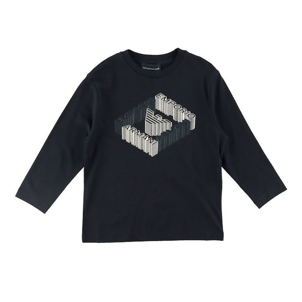 Emporio Armani Bluse - Blue Navy m. Print