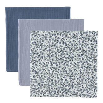 Sebra Stofbleer - 3-pak - 75x75 cm - Blue Olive/Forest lake Blue