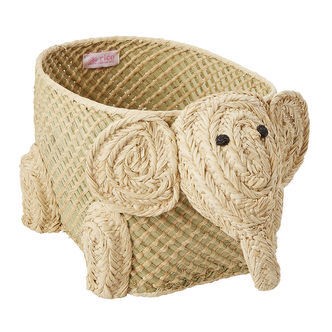 Rice Opbevaringskurv - Raffia/Søgræs - Lille Elefant - Natur