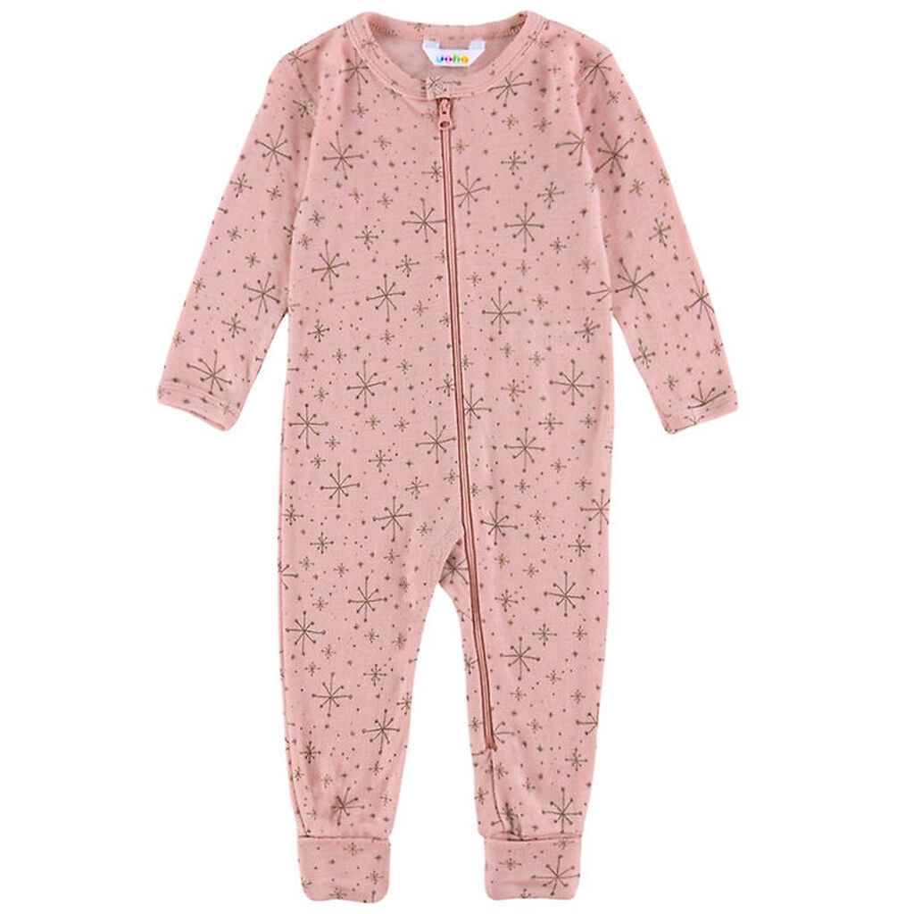 Joha Heldragt m. Fødder - Uld - Rosa m. Stjerner