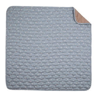 Müsli Tæppe - Quiltet - 90x90 cm - Stars - Jasmin Blue/Balsam Cr