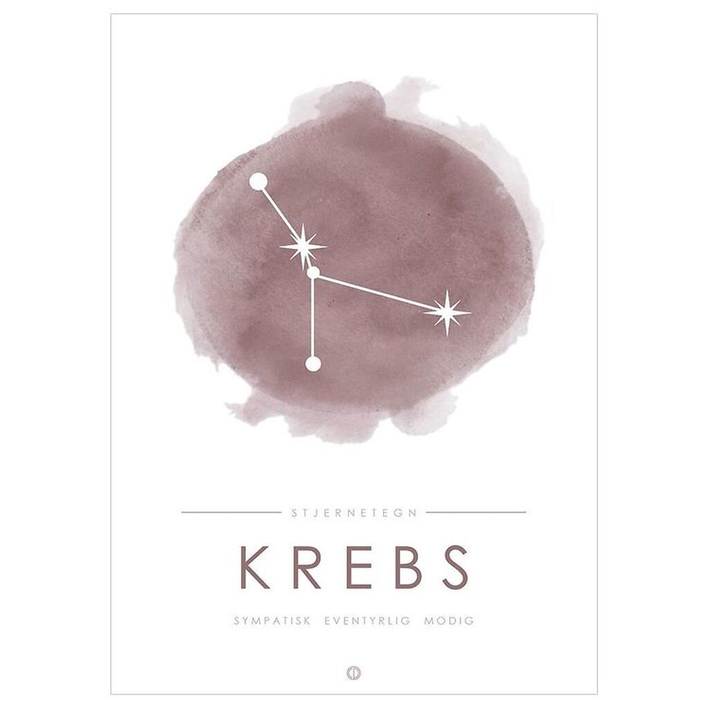 Citatplakat Plakat - A3 - Stjernebillede - Krebs - Lyserød