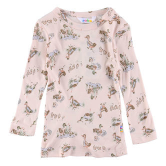 Joha Bluse - Bambus - Lyserød m. Ænder