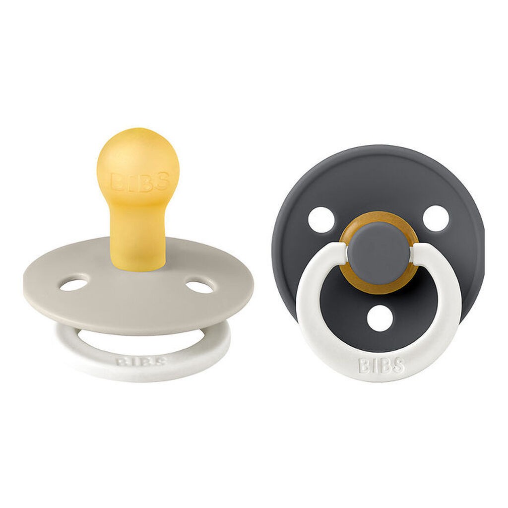 BIBS Colour Natsutter - Str. 2 - 2-pak - Rund - Sand/Iron GLOW