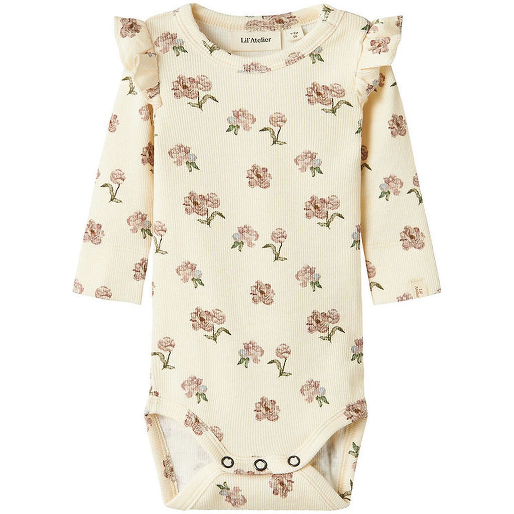 Lil' Atelier Body l/æ - Rib - NbfGavo - Turtledove/PEONY