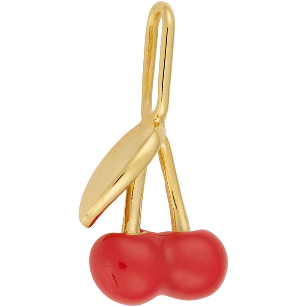 Design Letters Vedhæng - Darling Enamel - Kirsebær - 18k Guldbel