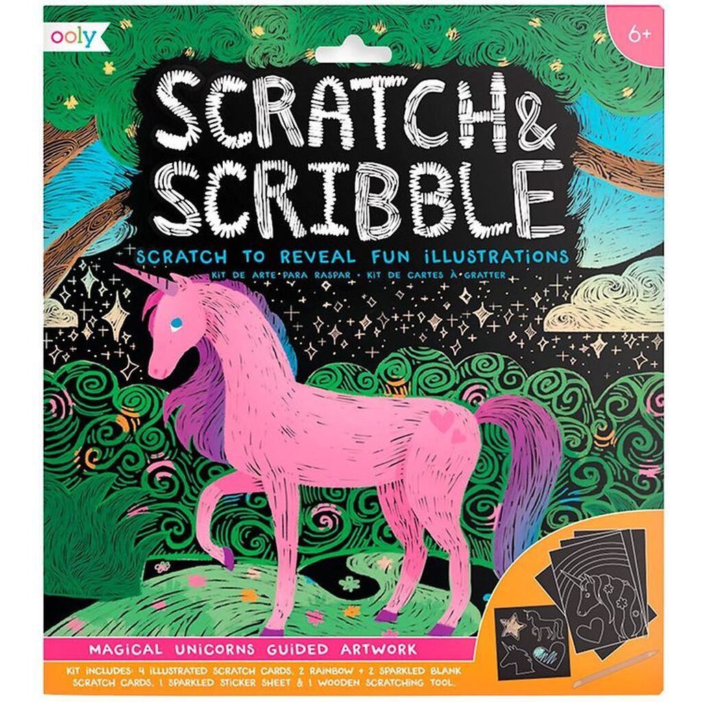 Ooly Scratch and Scribble Sæt - Magical Unicorns