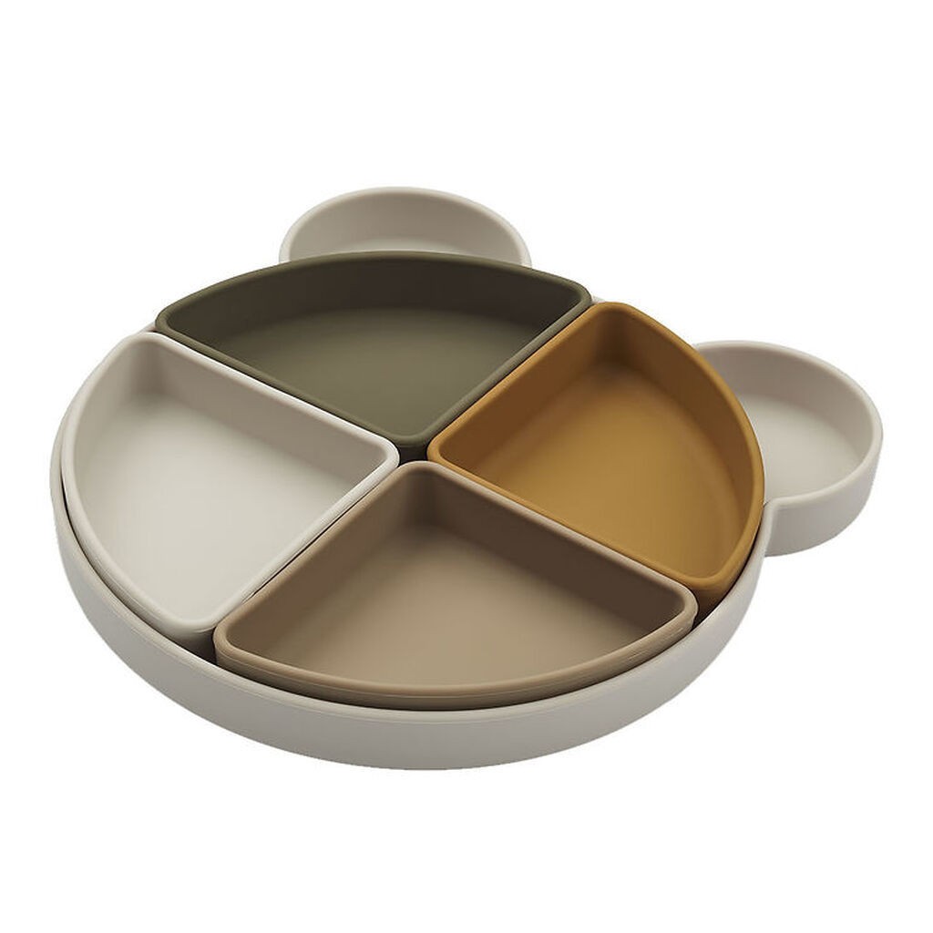 Liewood Tallerken - Arne - Silikone - 4 Rum - Mr Bear/Sandy Mult