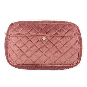 Fan Palm Toilettaske - Large - Quiltet Velour - Vintage Rose