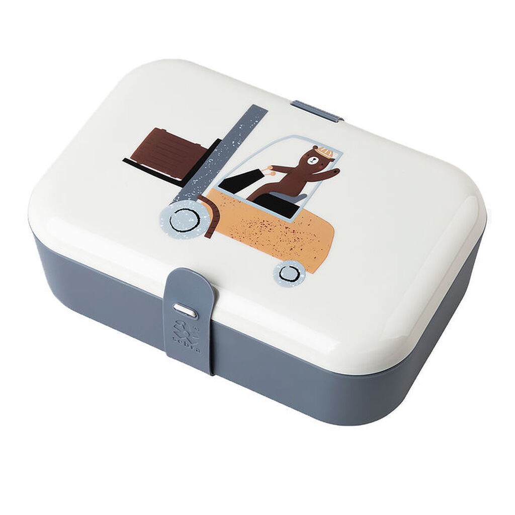 Sebra Madkasse - Silikonestrop - Busy Builders - Blå