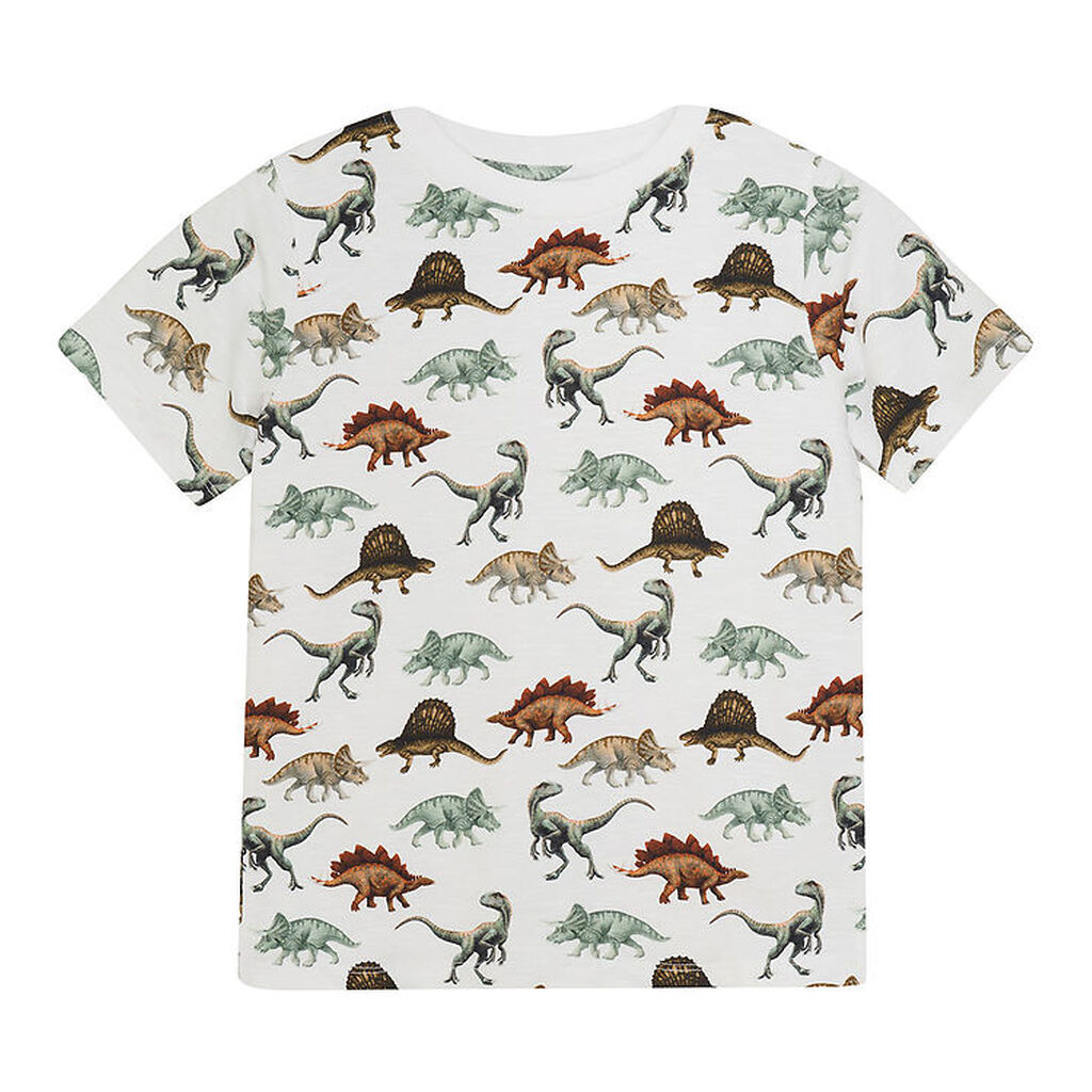 Minymo T-shirt - Bright White m. Dinosaurus