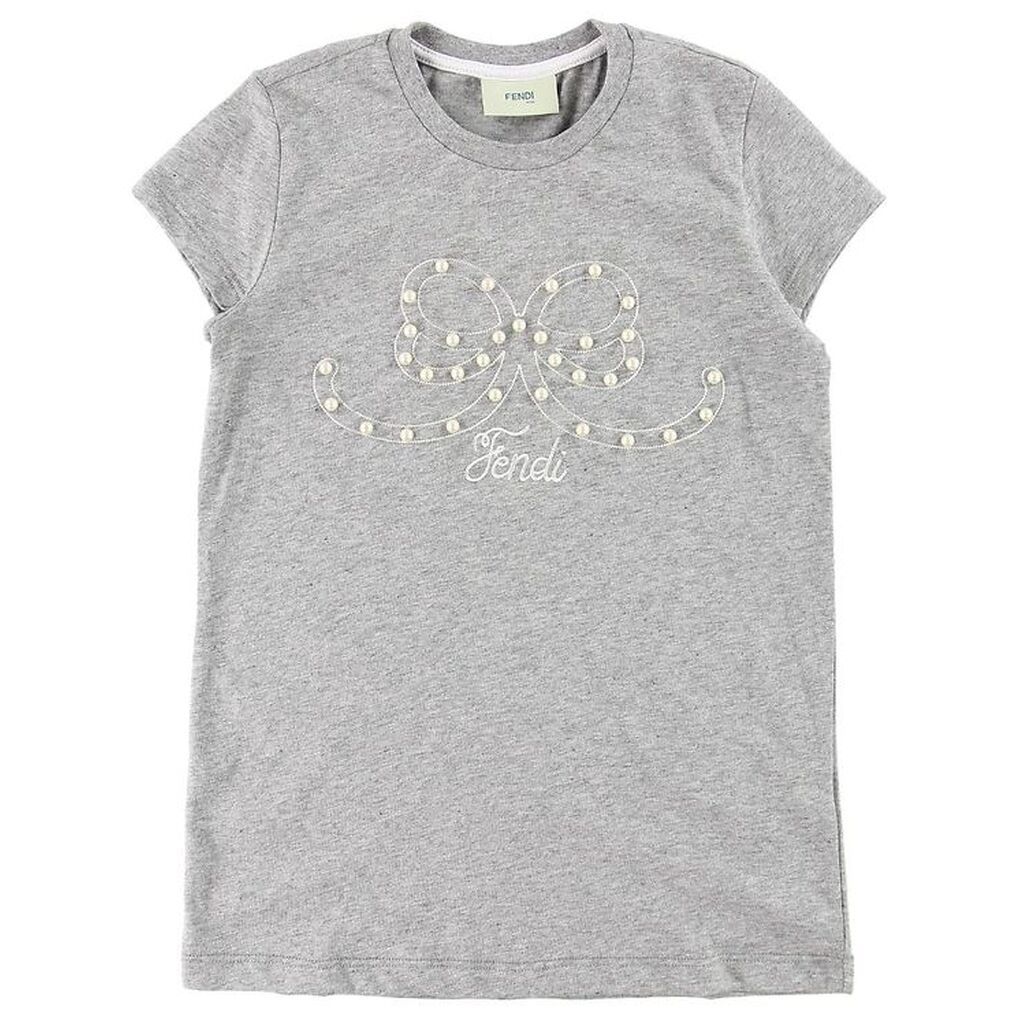 Fendi Kids T-shirt - Gråmeleret m. Perler