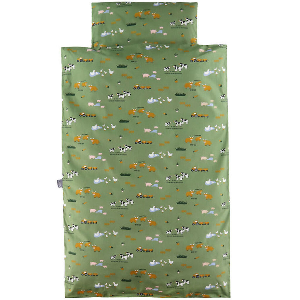 Nørgaard Madsens Sengetøj - Baby - Grøn m. Bondegård