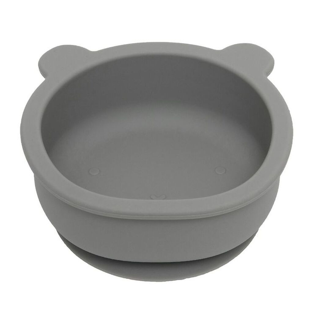 Petit Monkey Skål m. Sugekop - Silikone - Bear - Pewter Green