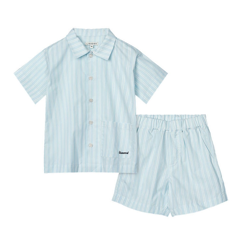 Liewood Sæt - Leona - Stripe Pure Sky/Creme De La Creme