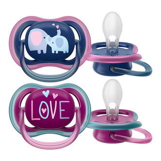 Philips Avent Sutter - 2-pak - Ultra Air - Blå/Lilla m. Print