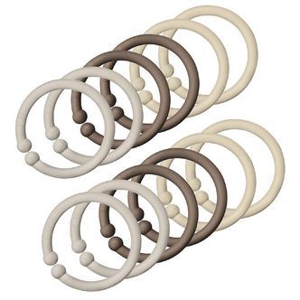 BIBS Ophængsringe/Loops - 12-pak - Sand/Vanilla/Dark Oak