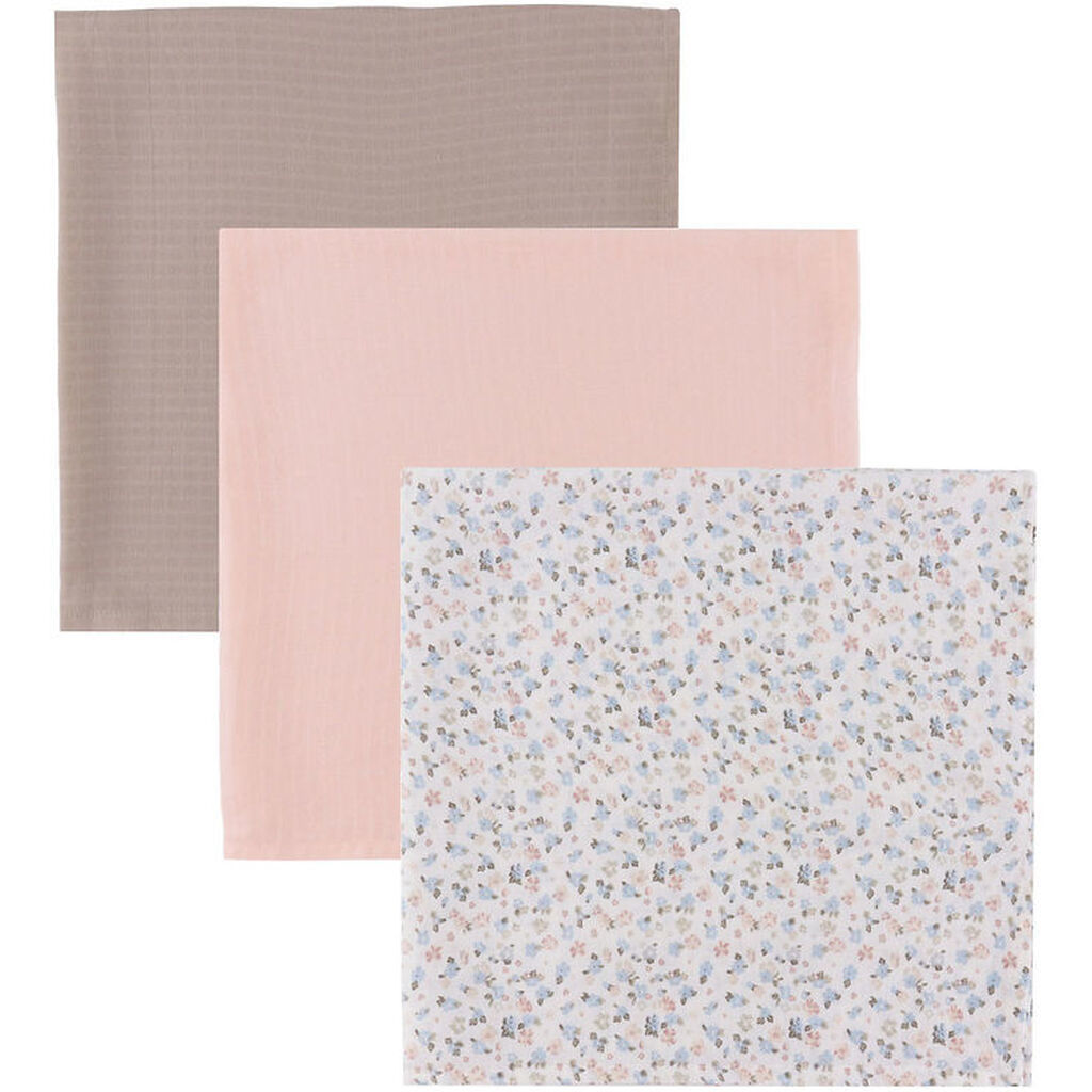 Müsli Stofbleer - 3-pak - 75x75 - Balsam cream/ Peony/ Jasmin bl