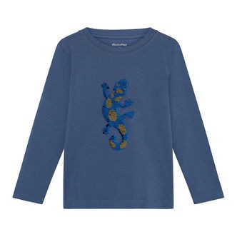 Minymo Bluse - Vintage Indigo m. Vendbare Pailletter