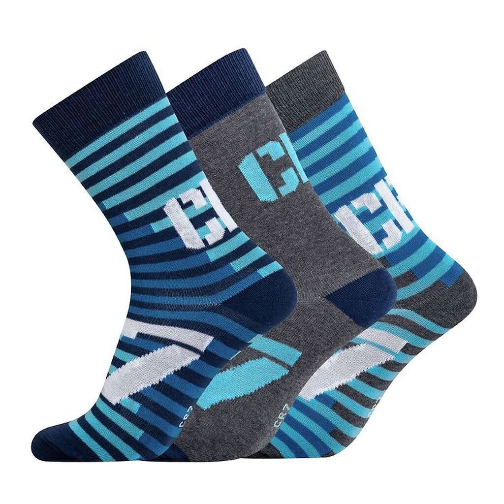 CR7 Strømper - 3-pak - Blå/Grå m. Print