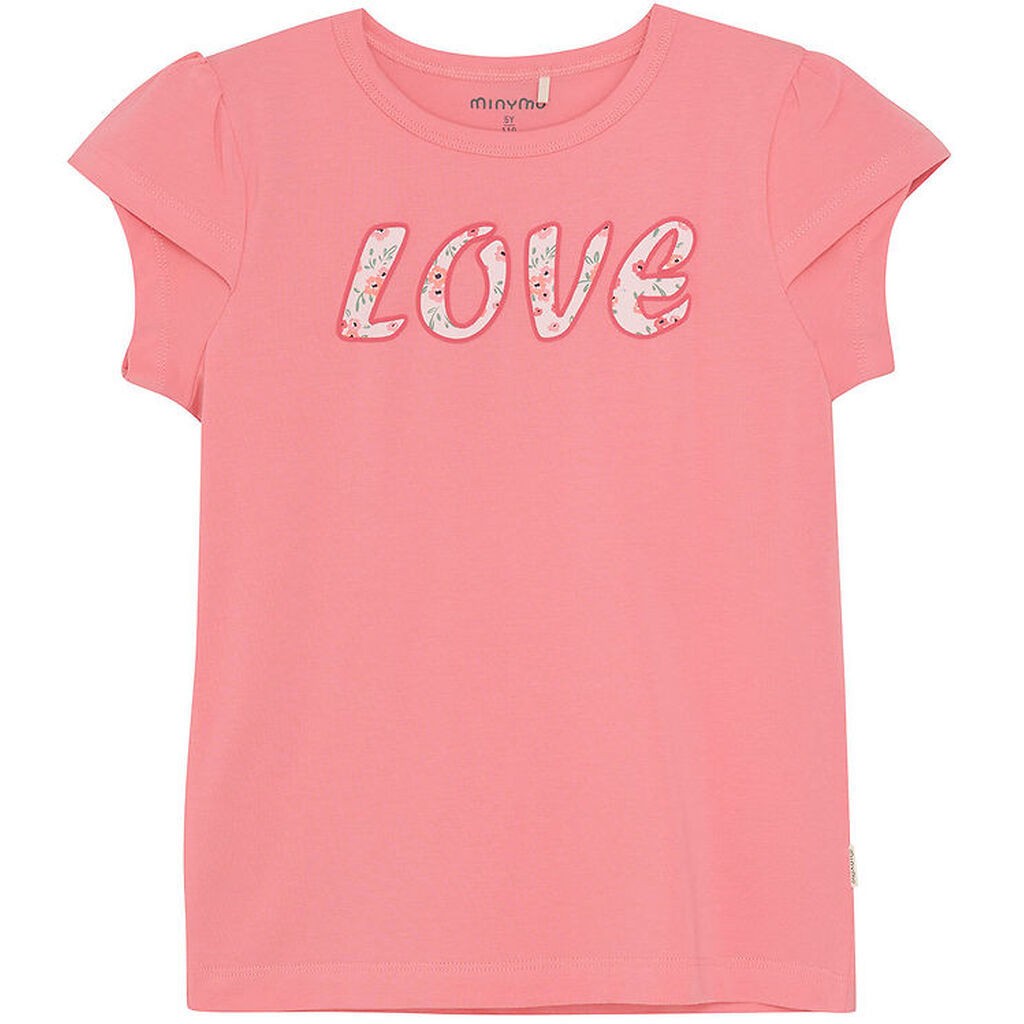 Minymo T-shirt - Strawberry Pink m. Tekst