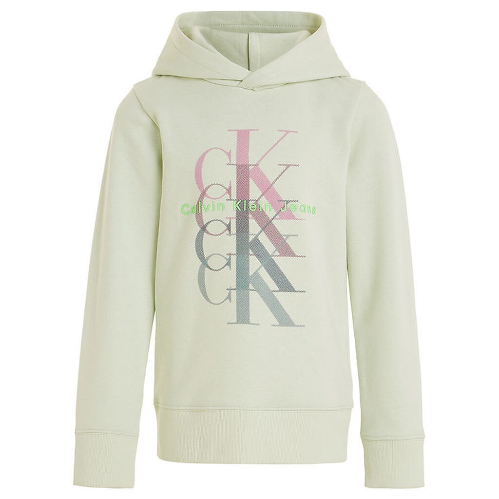 Calvin Klein Hættetrøje - Monogram Repeat - Canary Green m. Prin