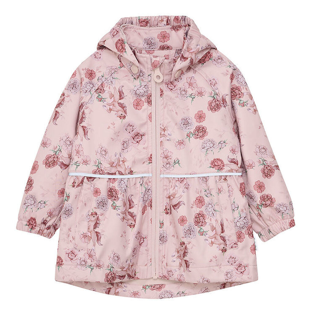 Minymo Softshelljakke - Peach Whip m. Blomster