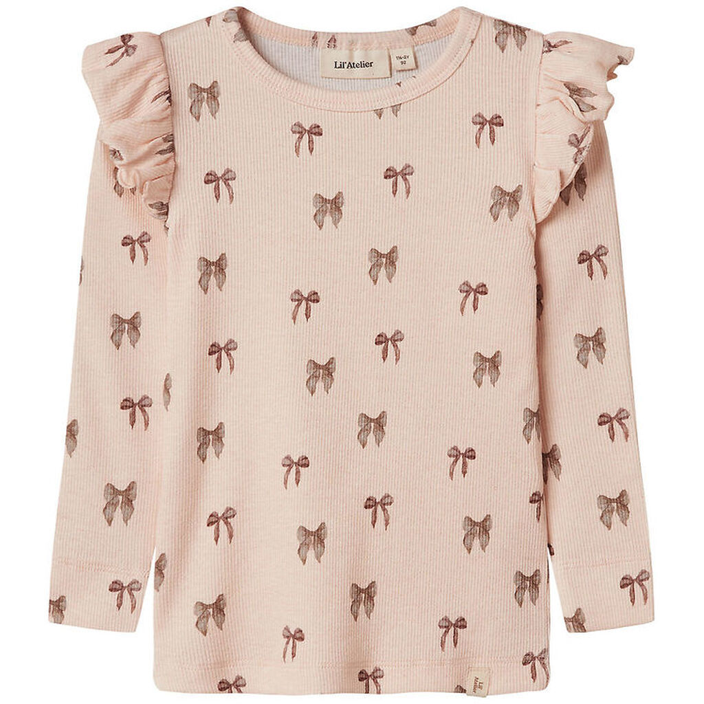 Lil' Atelier Bluse - Rib - NmfGavo - Silver Peony/Bow