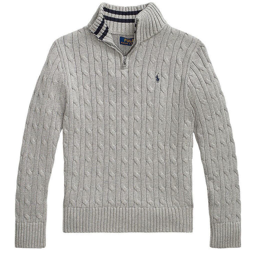 Polo Ralph Lauren Bluse m. Lynlås - Strik - Gråmeleret