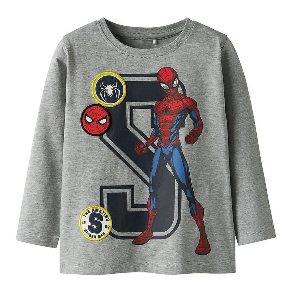 Name It Bluse - Noos - NmmDeep - Spiderman - Gråmeleret